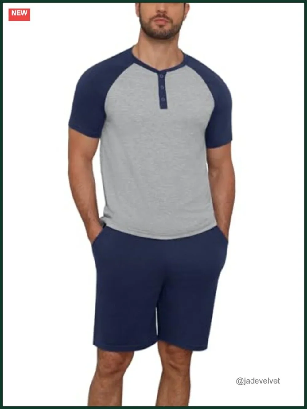 Men's Pajama Set 2 Piece Henley Sleepwear Lightweight Pjs